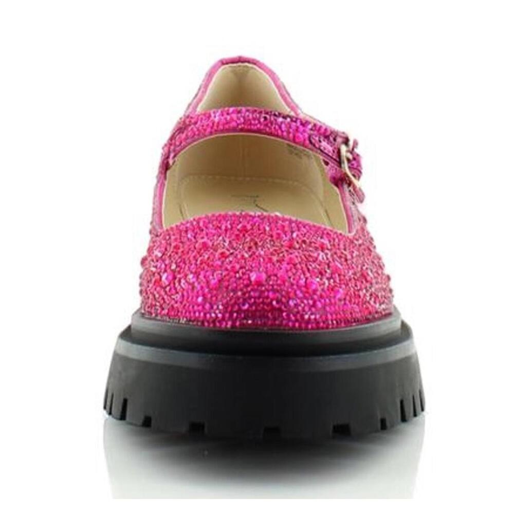 Betsey Johnson Hot Pink Beaded Mary Jane Clog Mules - Picture 5 of 8
